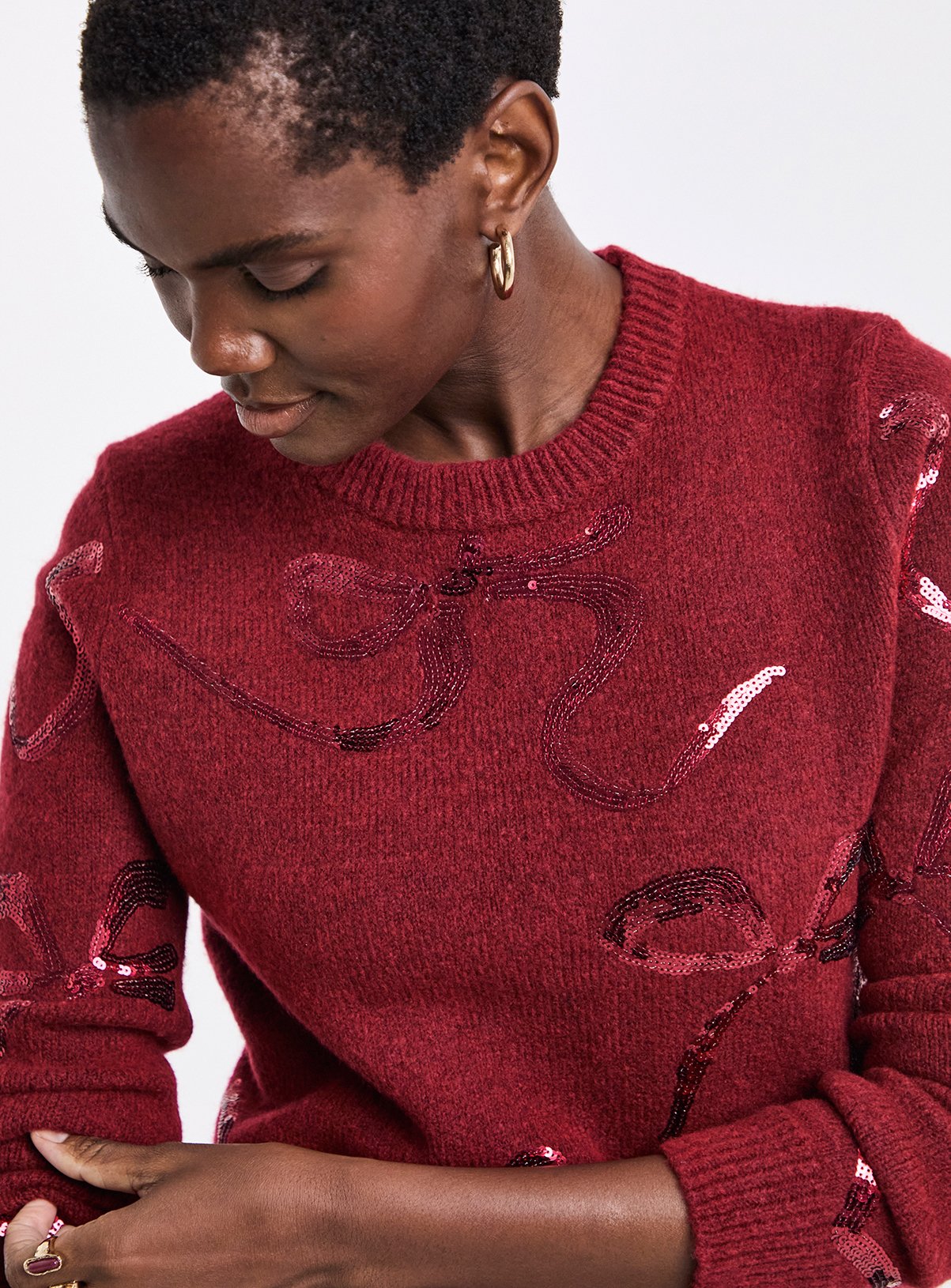 JD WILLIAMS Sequin Bow Novelty Jumper 20-22 - Image 3 thumbnail